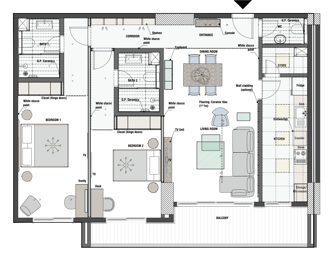Unit B1 – 2 Bedroom Apartment